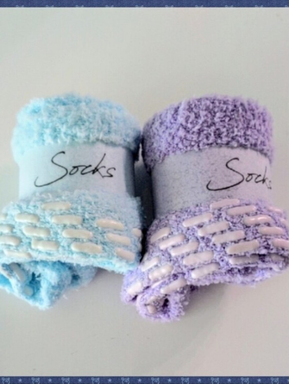 Cozy Non-Slip Fuzzy Soft Socks in Light Blue & Lavender